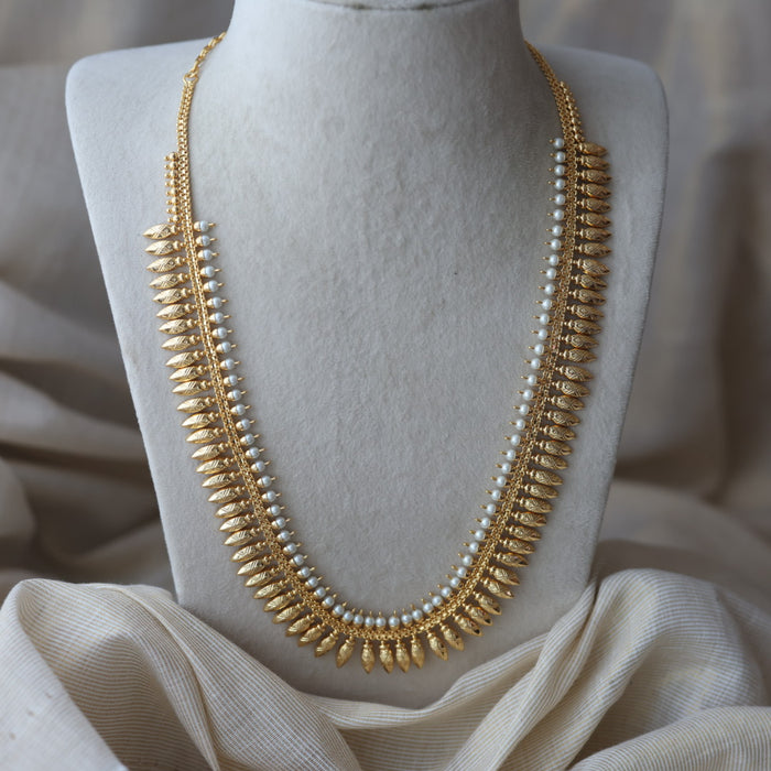 Heritage gold and pearl plated long necklace HL7511