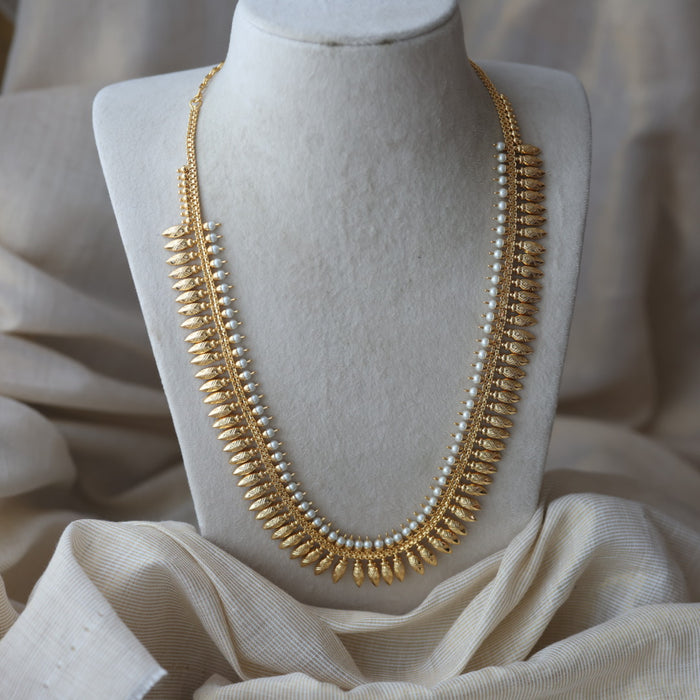 Heritage gold and pearl plated long necklace HL7511