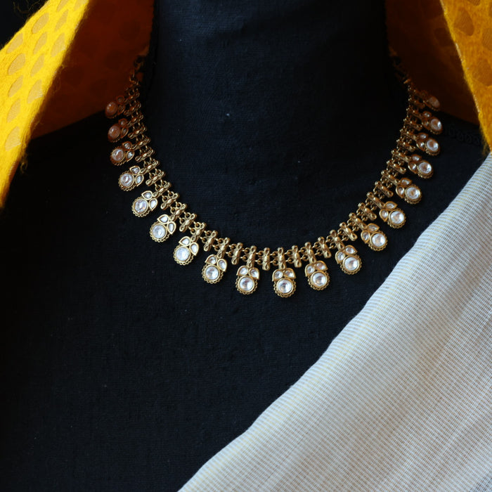 Antique white stone choker necklace with earrings CCB245