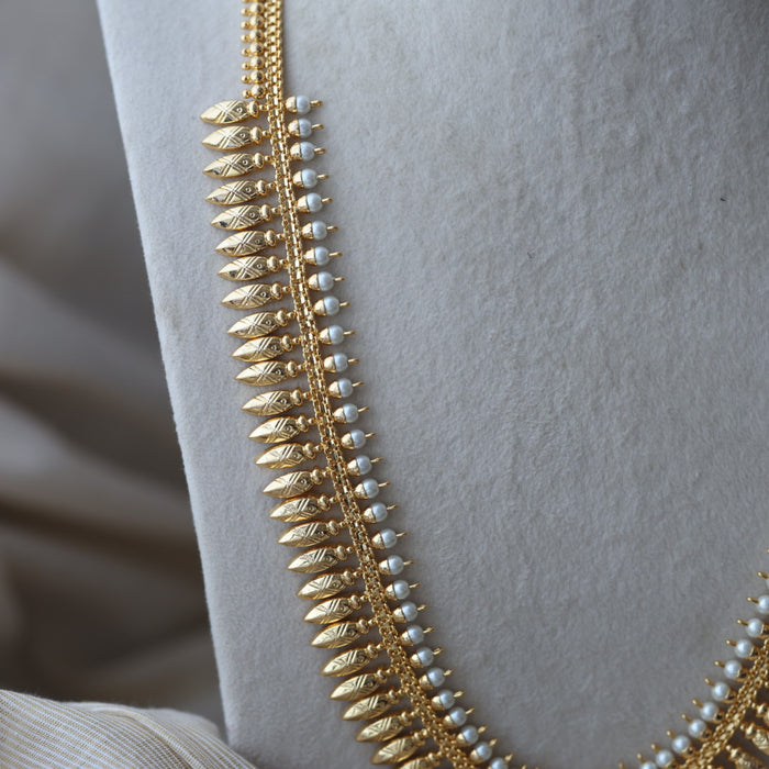 Heritage gold and pearl plated long necklace HL7511