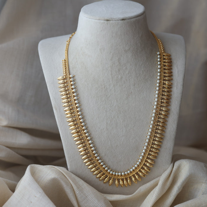 Heritage gold and pearl plated long necklace HL7511