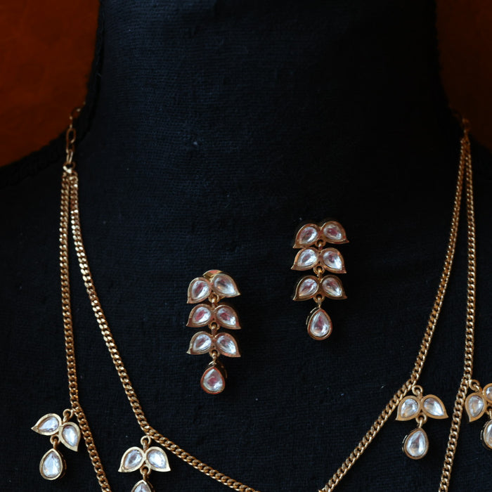 Minimal kundan short necklace with earrings MS1087