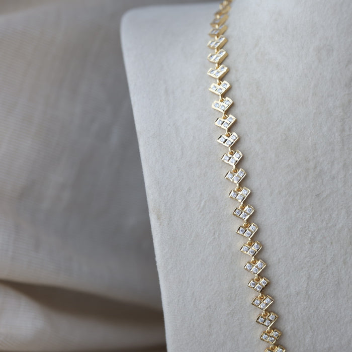 Heritage gold plated white stone padakam long necklace HP6212