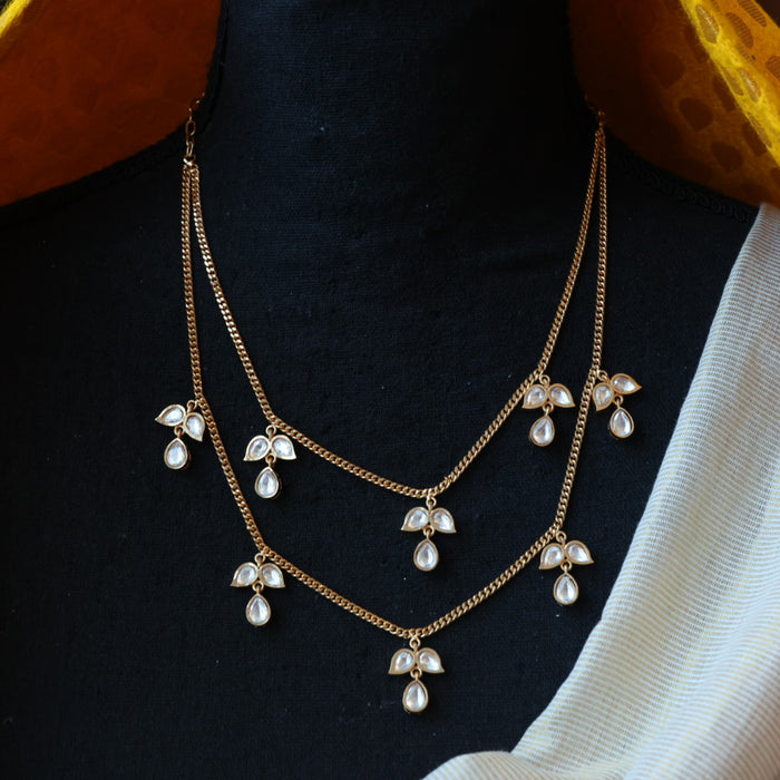 Minimal kundan short necklace with earrings MS1087