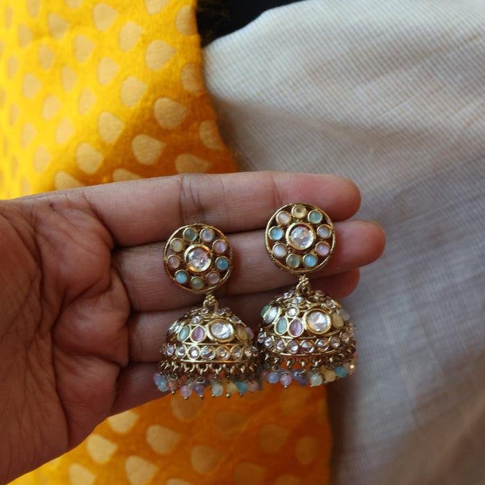 Trendy multi stone choker necklace with earrings TM0432