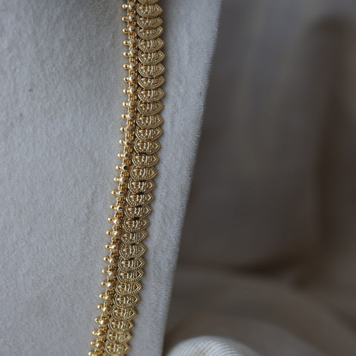 Heritage gold plated mango design long necklace HL6212