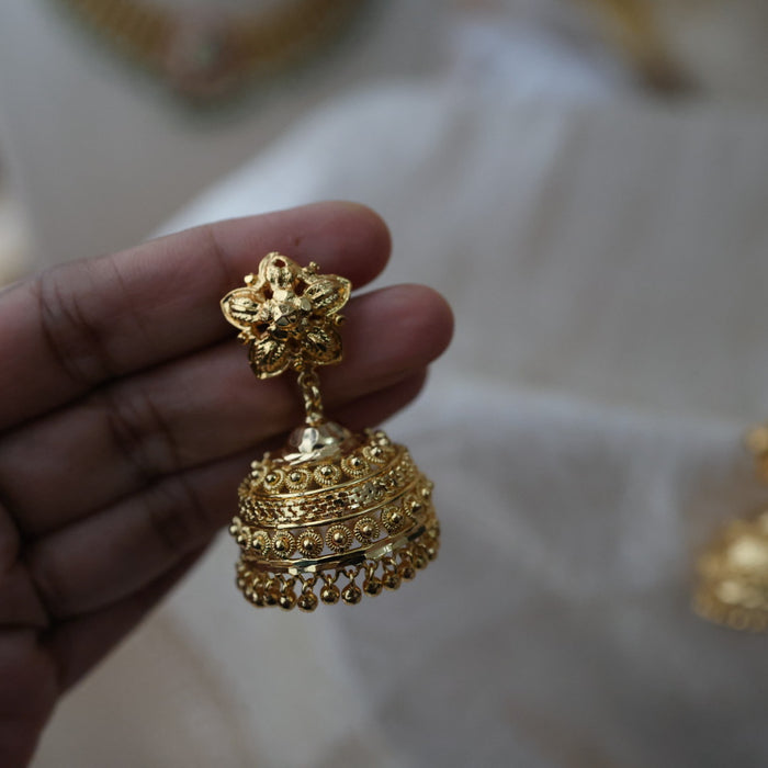 Heritage gold plated gold look a like jumka earrings  HJ1202