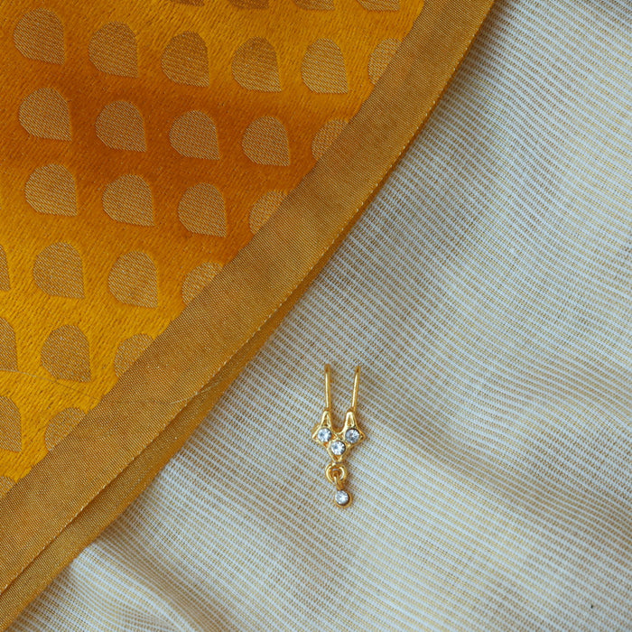White stone gold plated nosering pair 045788
