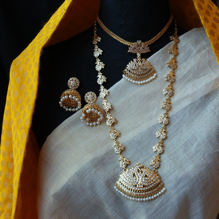 Heritage gold plated padakam necklace set with earrings HP6916