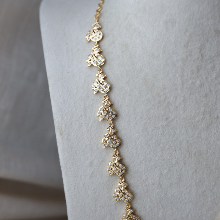 Heritage gold plated white stone padakam long necklace HP6280