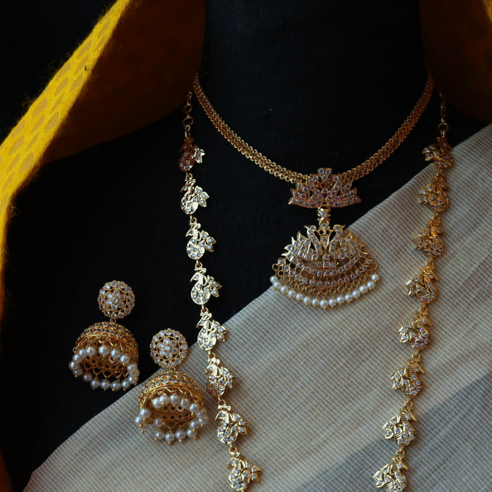 Heritage gold plated padakam necklace set with earrings HP6916