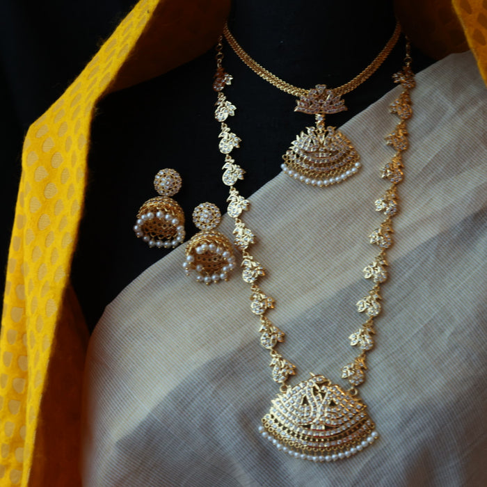 Heritage gold plated padakam necklace set with earrings HP6916