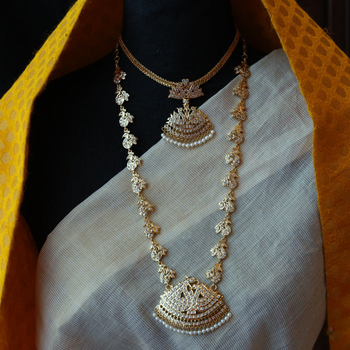 Heritage gold plated padakam necklace set with earrings HP6916