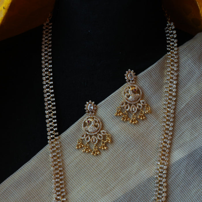 Heritage gold plated long necklace set with earrings/ waistchain HP691