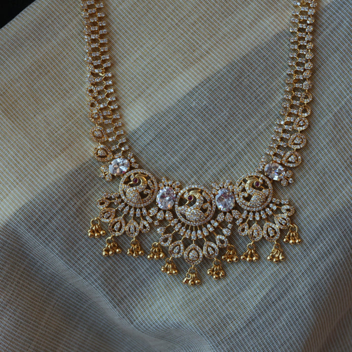 Heritage gold plated long necklace set with earrings/ waistchain HP691