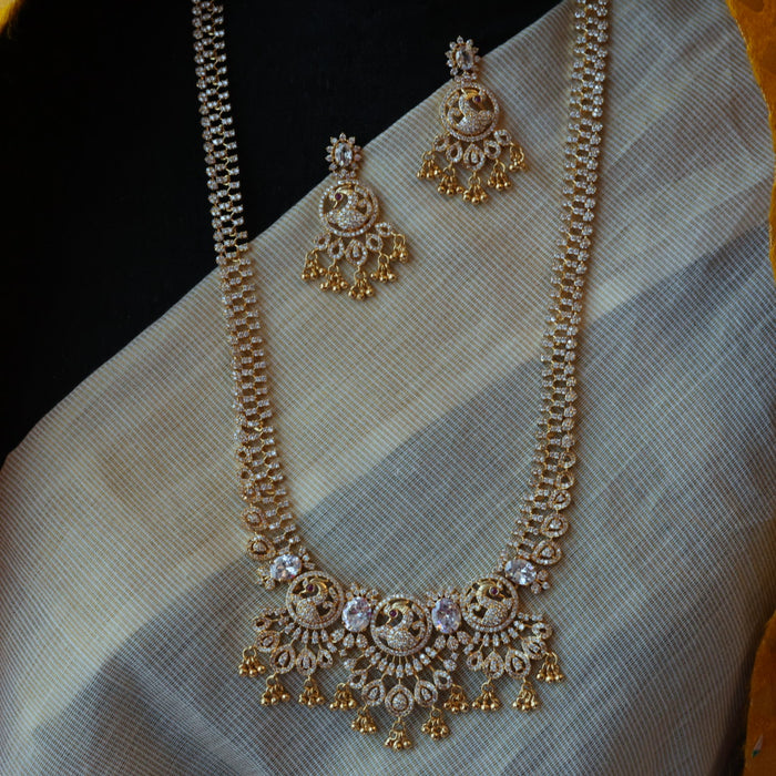 Heritage gold plated long necklace set with earrings/ waistchain HP691