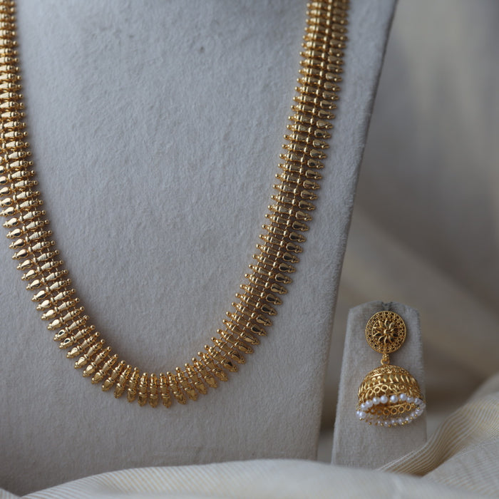 Heritage gold plated long necklace with jumka earrings HL900