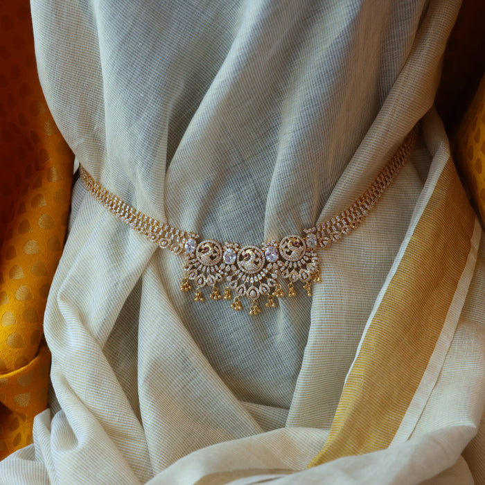 Heritage gold plated long necklace set with earrings/ waistchain HP691