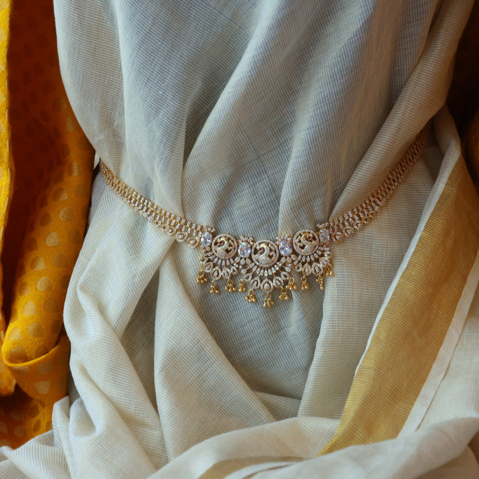 Heritage gold plated long necklace set with earrings/ waistchain HP691