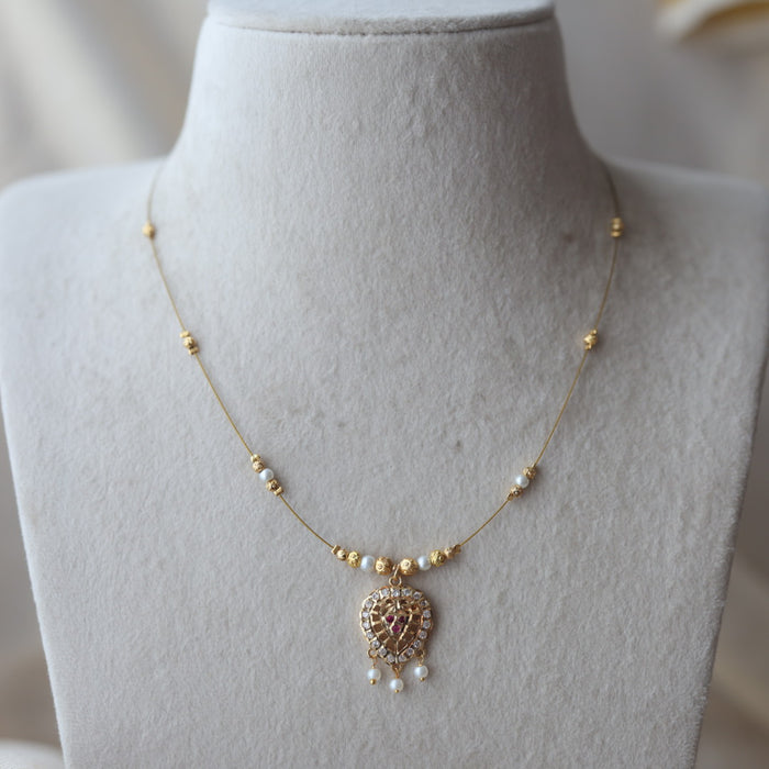 Heritage ruby stone invisible short necklace IN9033