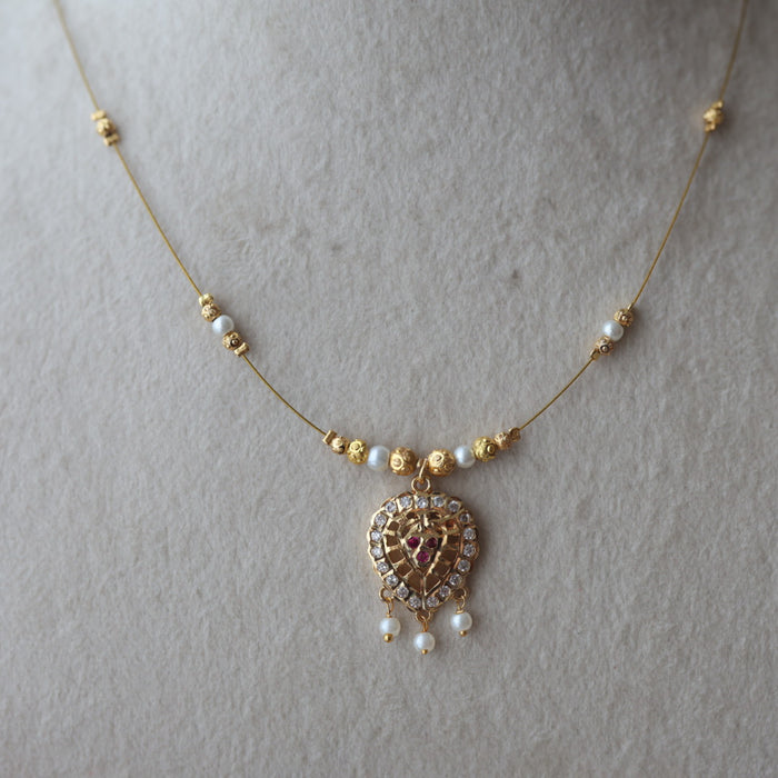 Heritage ruby stone invisible short necklace IN9033