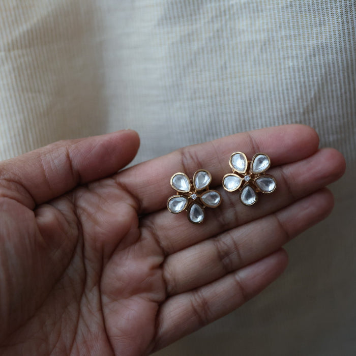 Minimal kundan short necklace with earrings MS990