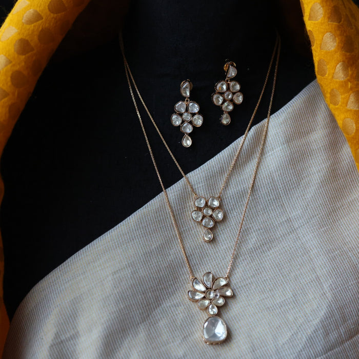 Minimal kundan choker necklace with earrings MS876