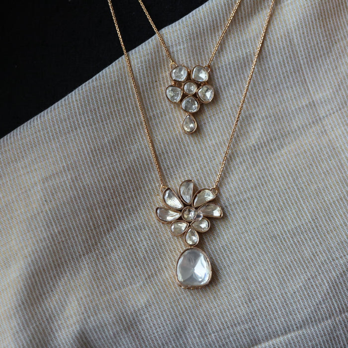 Minimal kundan choker necklace with earrings MS876