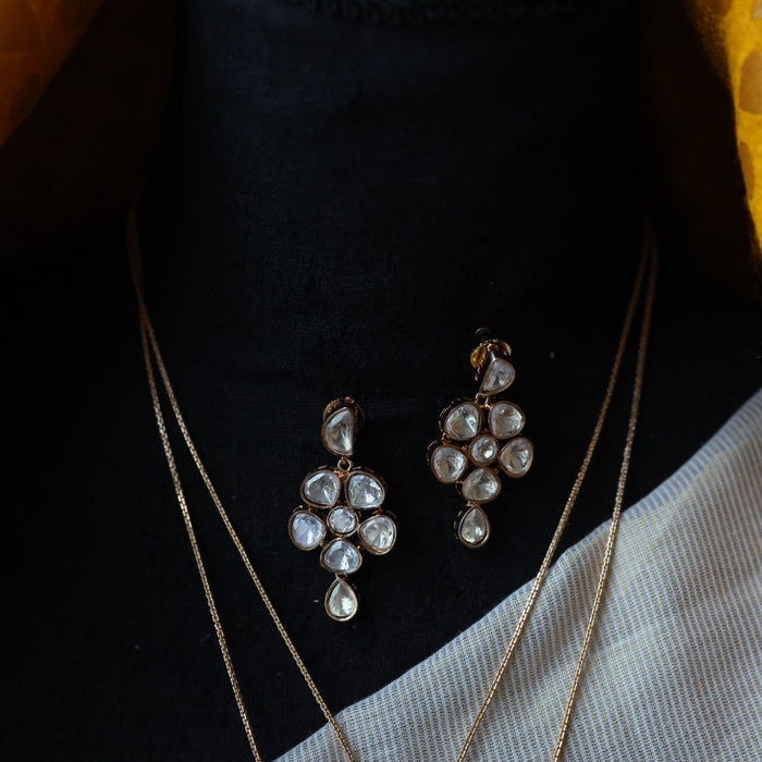 Minimal kundan choker necklace with earrings MS876