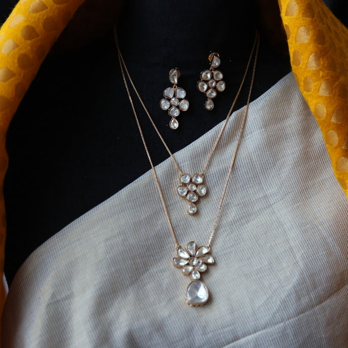 Minimal kundan choker necklace with earrings MS876