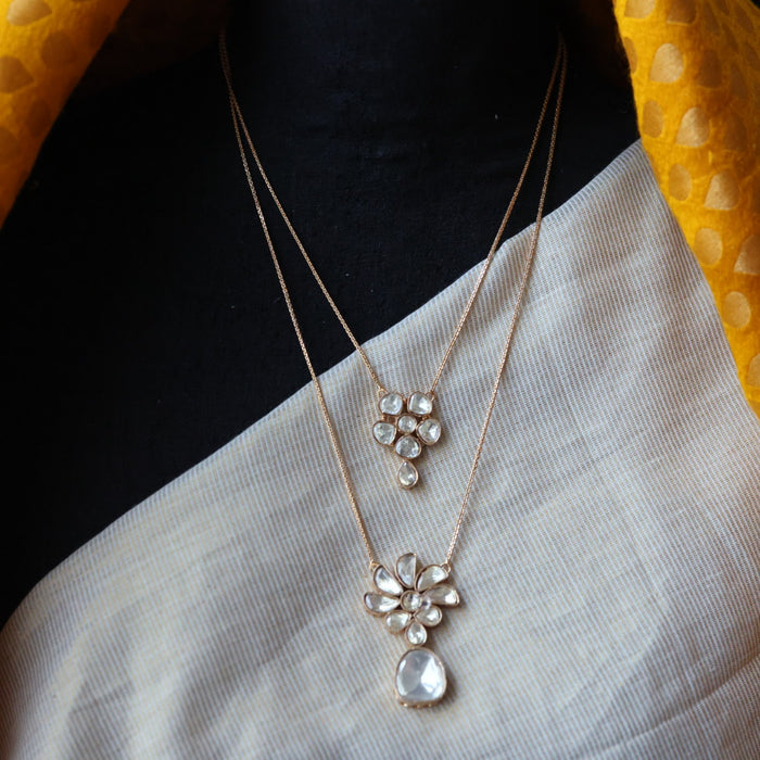 Minimal kundan choker necklace with earrings MS876