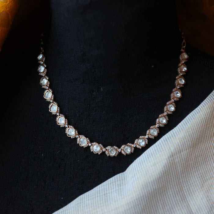 Minimal kundan choker necklace with earrings MS895