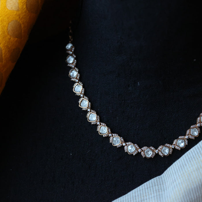 Minimal kundan choker necklace with earrings MS895