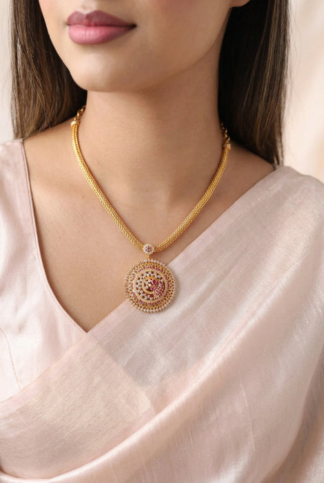 Heritage gold plated white stone short necklace  H88404