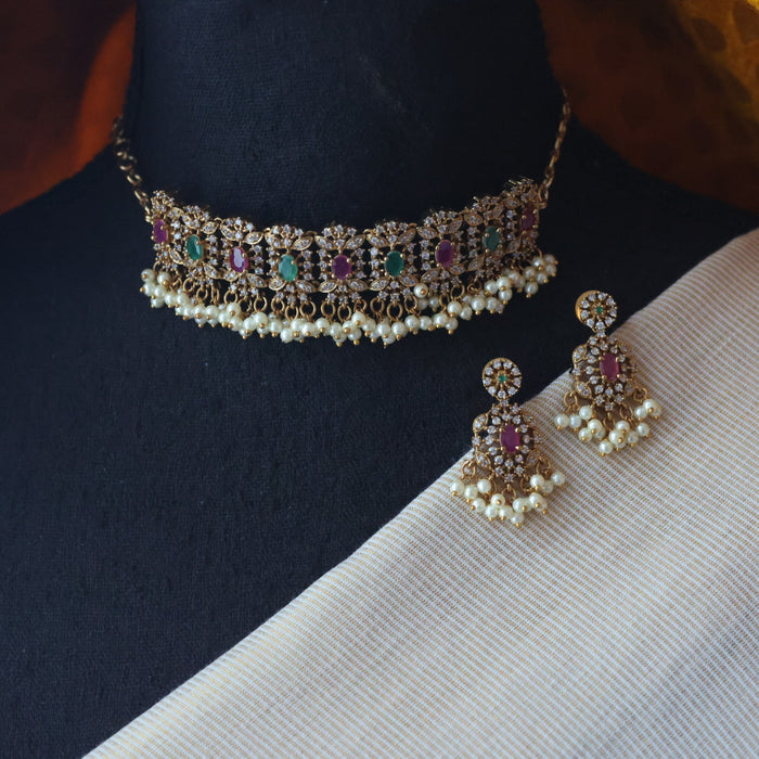 Antique choker necklace with earrings CCB1433