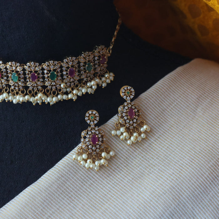 Antique choker necklace with earrings CCB1433