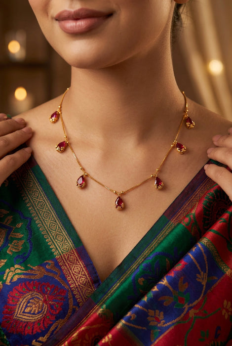 Heritage gold plated short necklace  H6899
