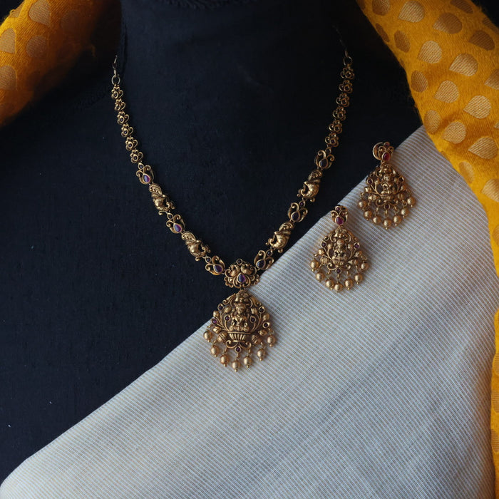 Antique temple design short necklace with earrings TTS4145