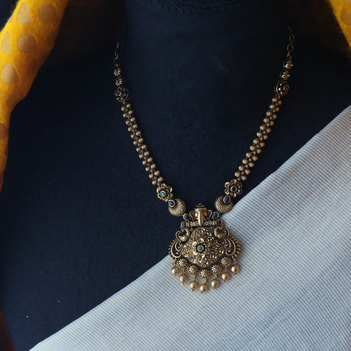 Antique temple design short necklace with earrings TTS4743