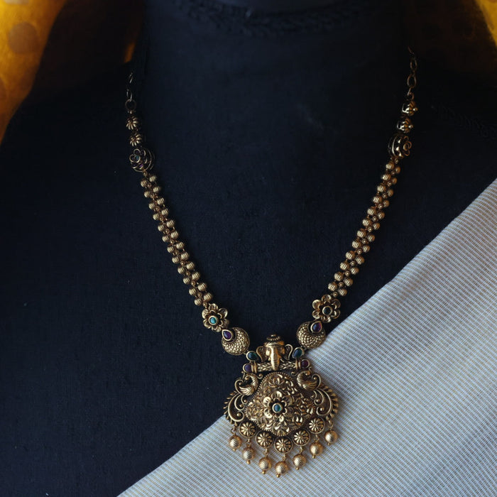 Antique temple design short necklace with earrings TTS4743