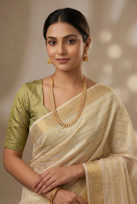Heritage gold plated white stone mango design long necklace with earrings HL2199