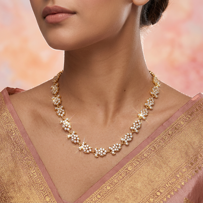 Heritage white stone gold plated stone short necklace H5140