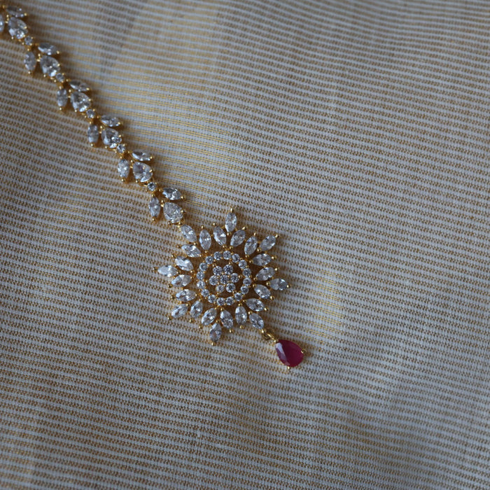Heritage gold plated ruby white tone tikka TH2889