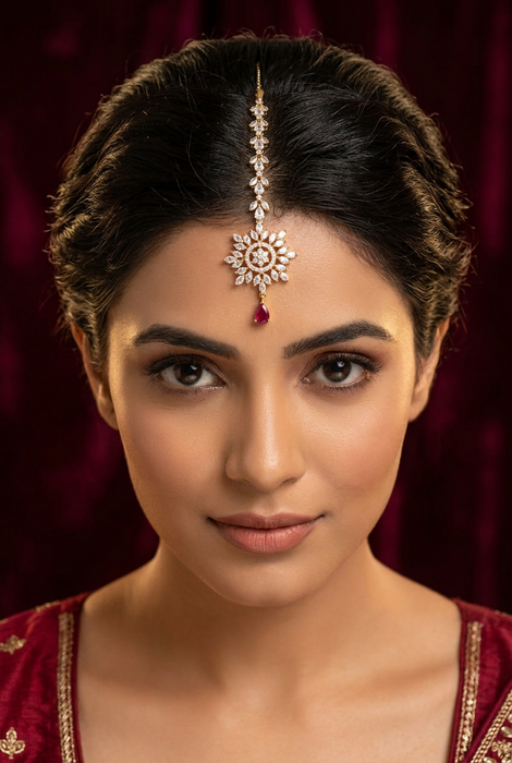 Heritage gold plated ruby white tone tikka TH2889