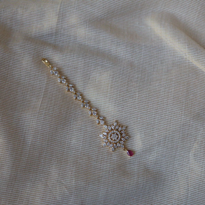 Heritage gold plated ruby white tone tikka TH2889