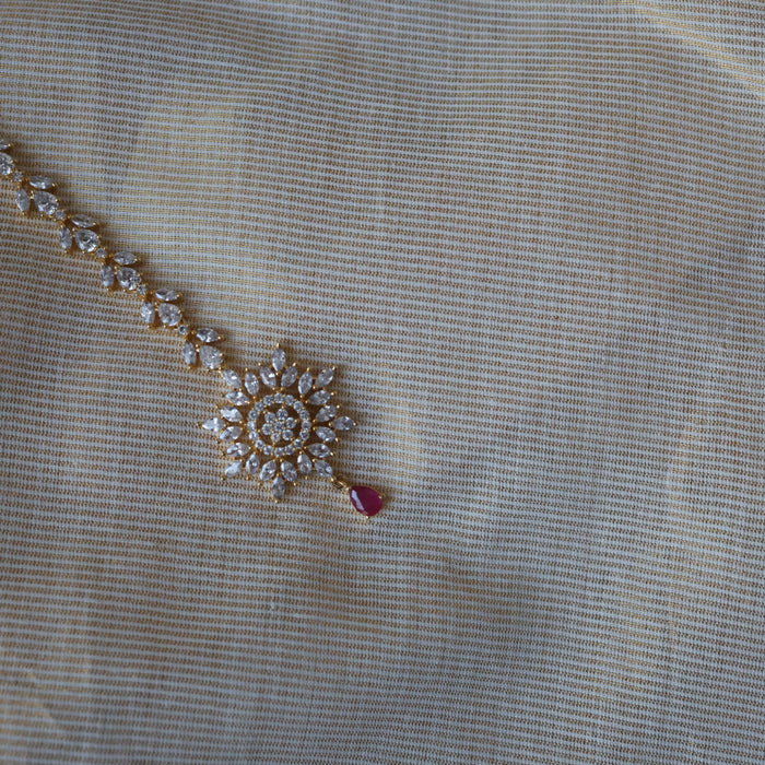 Heritage gold plated ruby white tone tikka TH2889