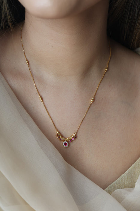 Heritage gold plated simple short necklace HC002