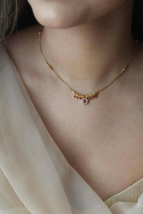 Heritage gold plated simple short necklace HC002