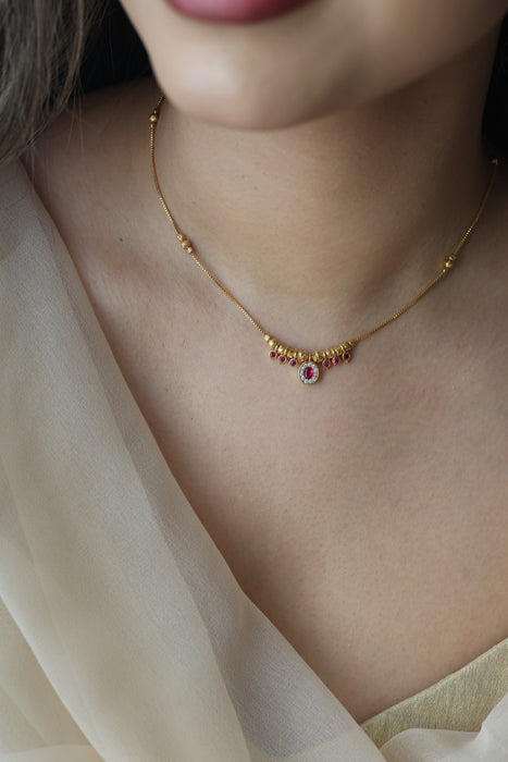 Heritage gold plated simple short necklace HC002