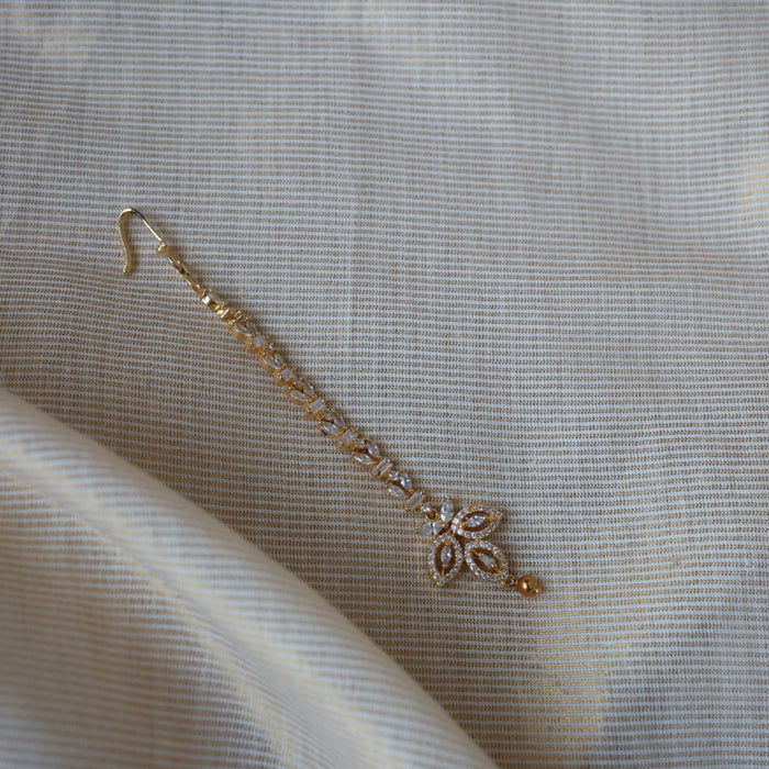 Heritage gold plated white stone tikka TH2114